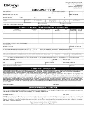NovaSys Health Enrollment Form