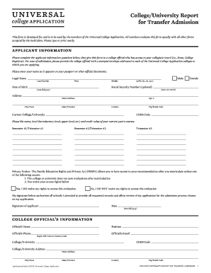 College Application for Transfer Admission