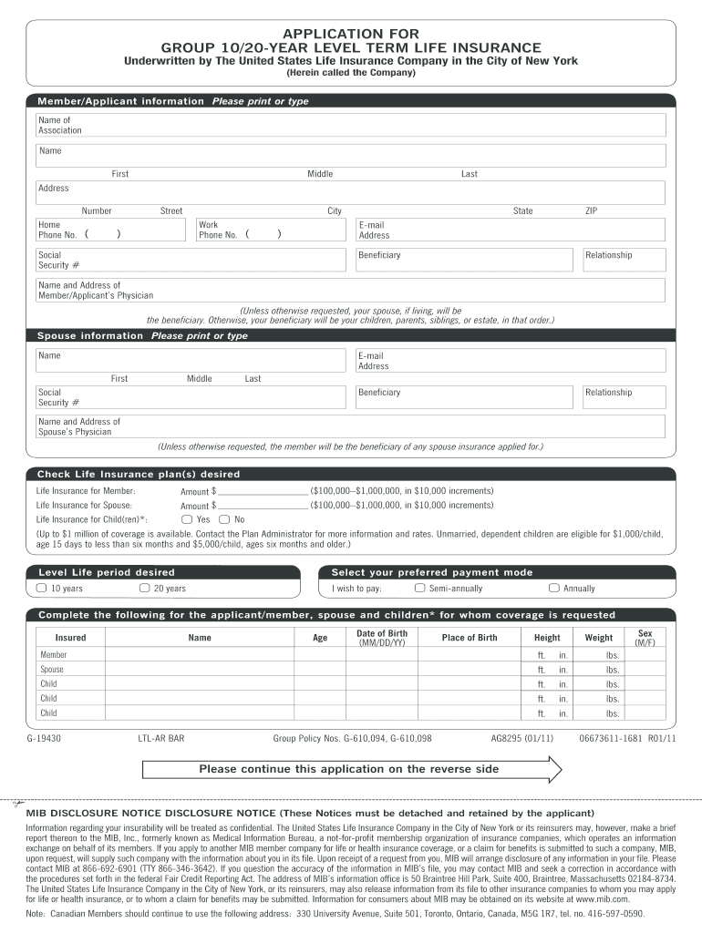 Fillable Online GROUP LEVEL TERM LIFE INSURANCE Fax Email Preview on Page 1