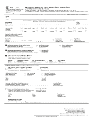 Rietumu Banka Payment Card Replacement Order