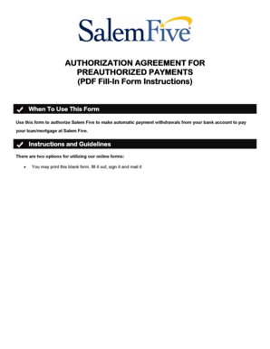 Authorization Agreement for Preauthorized Payments