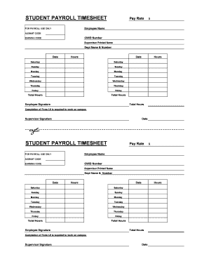 Time sheet forms - Student payroll timesheet.xls - hws