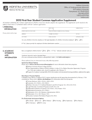 Hofstra University First-Year Student Common Application Supplement