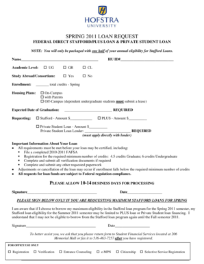 Spring 2011 Loan Request Form