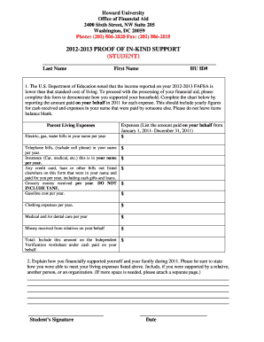 Howard University Proof of In-Kind Support