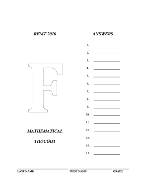 REMT 2010 Answer Sheet