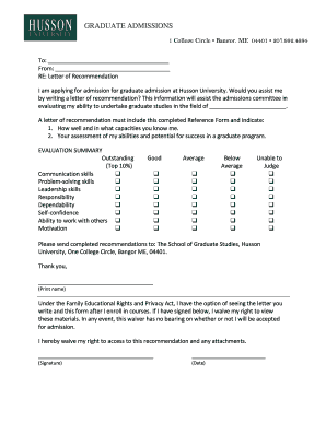 Graduate Admission Recommendation Form