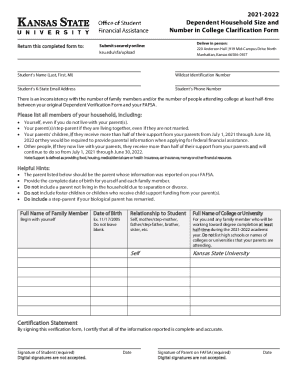 Dependent Household Size Clarification Form
