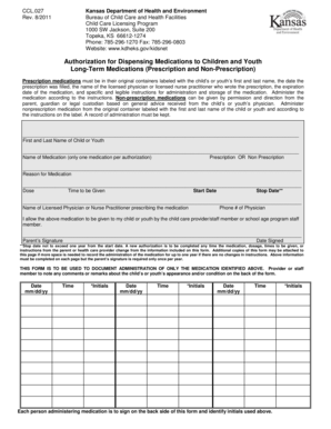 Kansas Medication Authorization Form