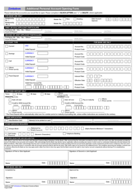 Zimbabwe Additional Personal Account Opening Form