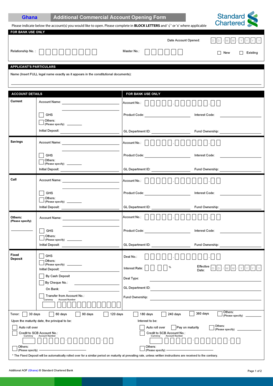 Ghana Additional Commercial Account Opening Form