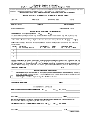 University System of Georgia Employee Application for Tuition Assistance Program