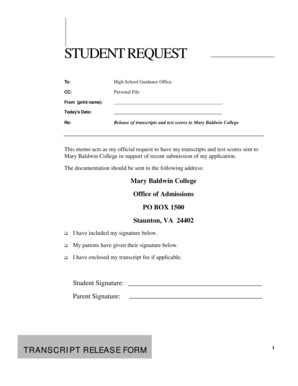 Student Transcript Release Form