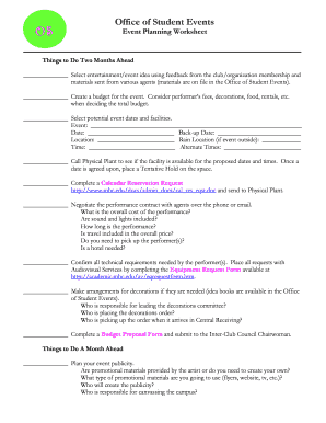 Event Planning Worksheet - mbc