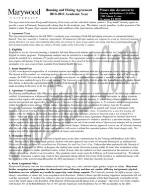 Marywood University Housing and Dining Agreement