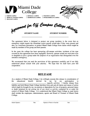 Miami Dade College Release Form