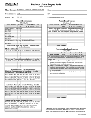 Bachelor of Arts Degree Audit Form