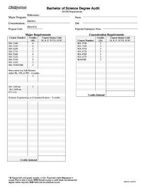 Bachelor of Science Degree Audit Form