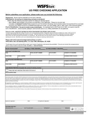 UD Free Checking Application