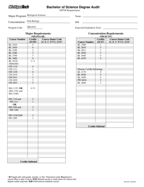 Bachelor of Science Degree Audit Form