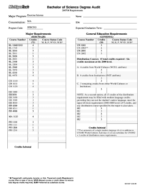 Bachelor of Science Degree Audit