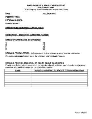 Post-Interview Recruitment Report