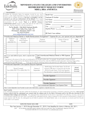 Minnesota State Colleges and Universities Reimbursement Request Form