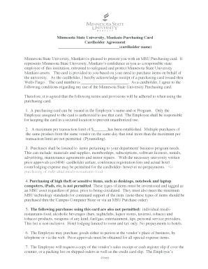 Minnesota State University Purchasing Card Agreement
