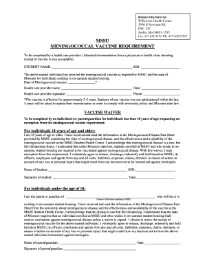 Meningococcal Vaccine Requirement Form
