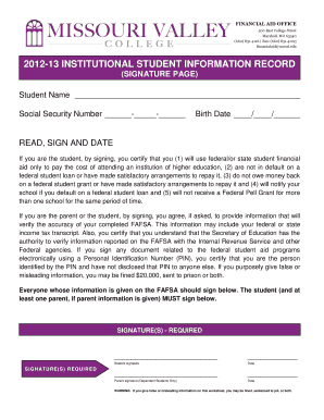 2012-13 Institutional Student Information Record