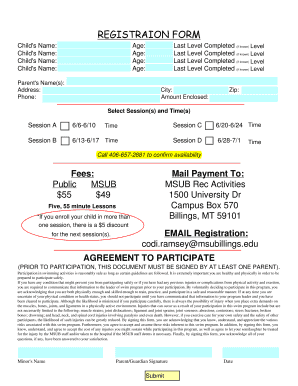 Investigational brochure template - REGISTRAION FORM - msubillings