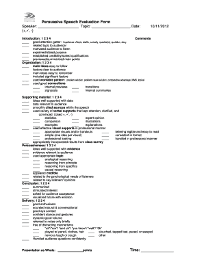 Persuasive speech template fillable form