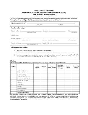 Teacher Recommendation Form