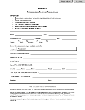 Interlibrary Loan Request for Journal Articles