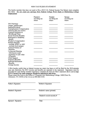 Non-Tax Filer's Statement