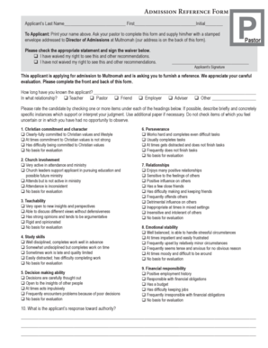 Admission Reference Form