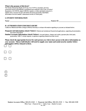 FERPA Student Information Release Form