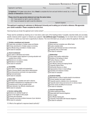 Admission Reference Form
