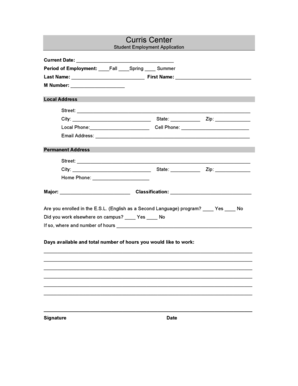Student Employment Application