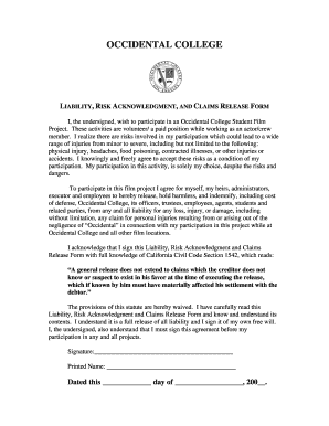 liability release film form
