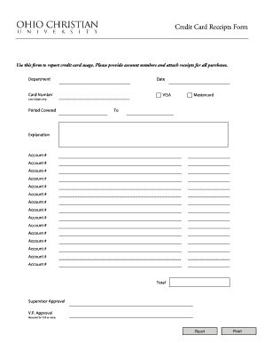 Credit Card Receipts Form