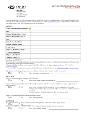 Ohio University Graduation Application