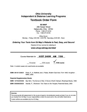 Ohio University Textbook Order Form