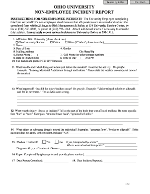 fillable online ohio incident report form pdf ohio ohio state incident report