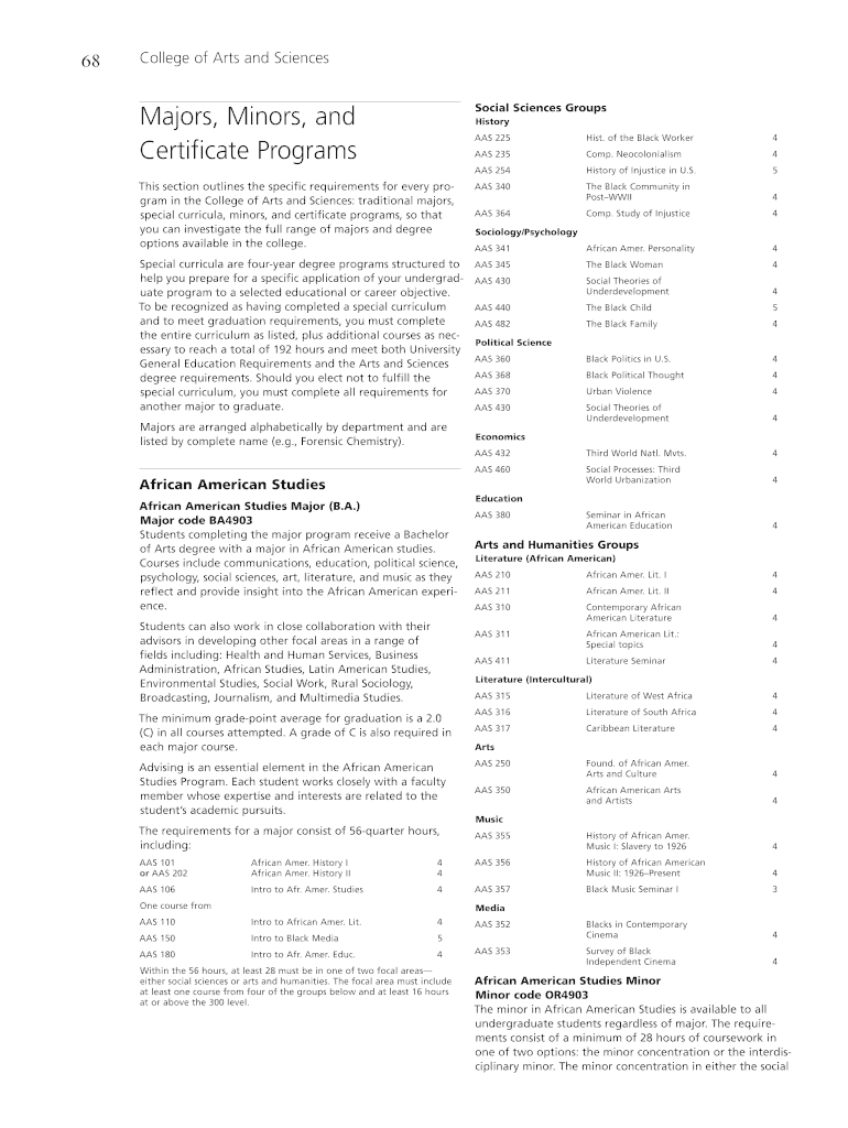 Fillable Online ohio Majors, Minors, and Certificate Programs - Ohio University Fax Email Print ...