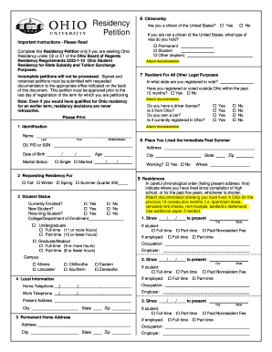 Ohio Residency Petition Form