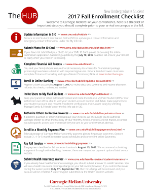 Carnegie Mellon Undergraduate Enrollment Checklist
