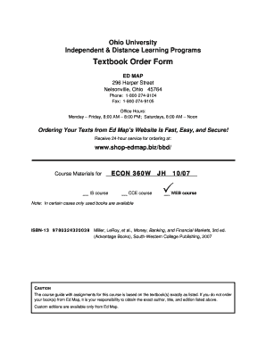 Ohio University Textbook Order Form