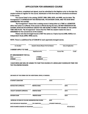 Application for Arranged Course