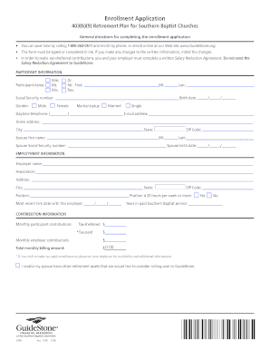 403(b)(9) Retirement Plan Enrollment Application